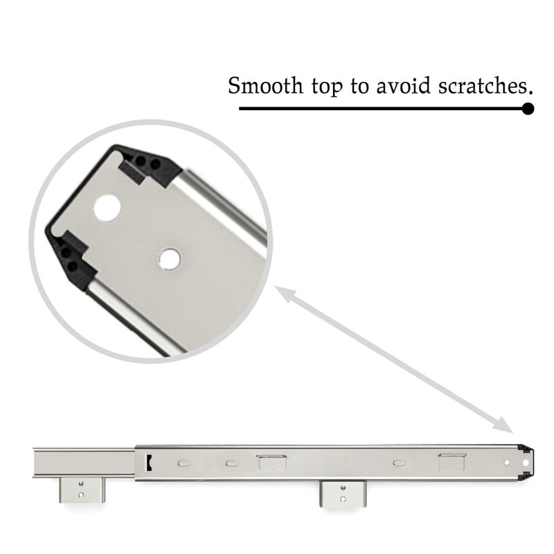 FRMSAET Heavy Duty 12/14/16/18 inches Thickness Steel Construction Ball Bearing Keyboard Slides Keyboard Drawer Slides Tray Accessories Cabinet Furniture Hardware Rails (16 inches, Silver) - Image 5